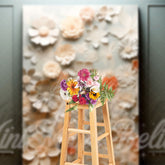 Aperturee - Dualtone Muted Flowers Painterly Retro Wall Backdrop